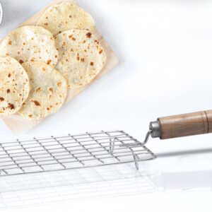 Stainless Steel Wire Roaster (Square) (Wooden Handle)